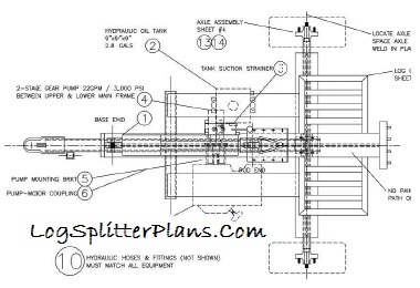 Log Splitter Plans, CAD Designs for Home Built (DIY Assembly)